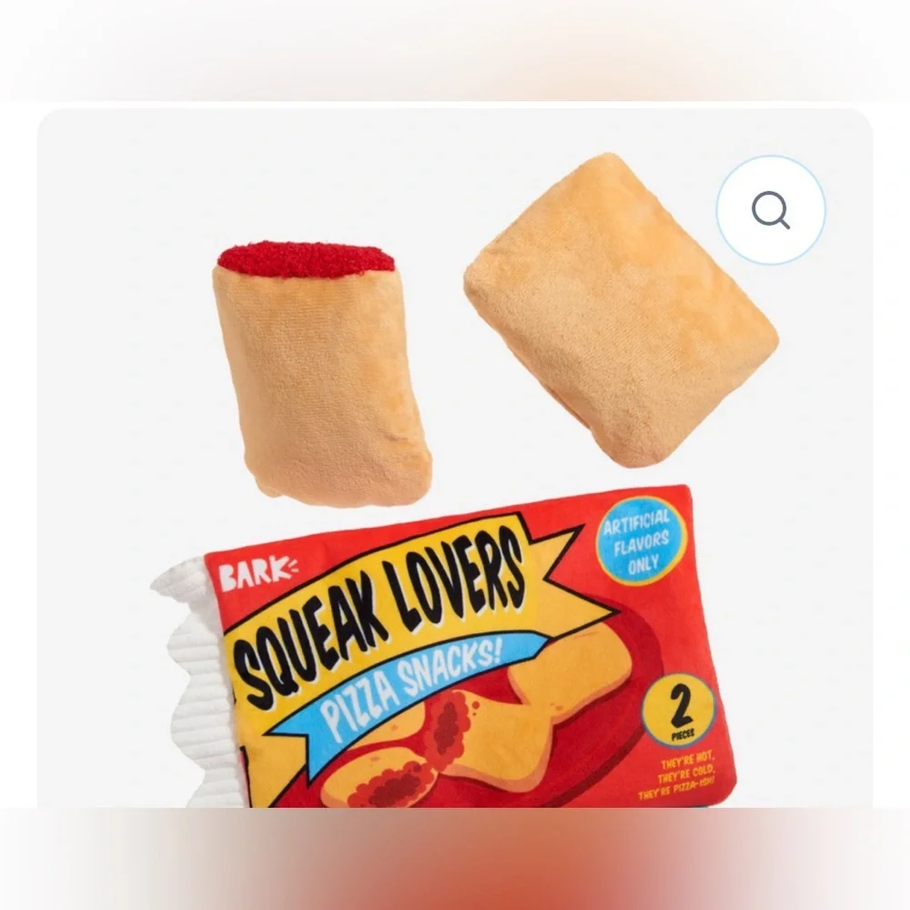 Bark Box Pizza snacks Dog Toy 3 part toy hide, squeak, crinkle NEW Pizza Rolls